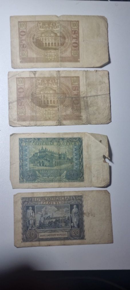 Zestaw obiegowych polskich banknot 1941r .4 szt