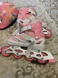 Комплект дитячих розсуфних роликів з захистом Maraton ComboS-M рожевий