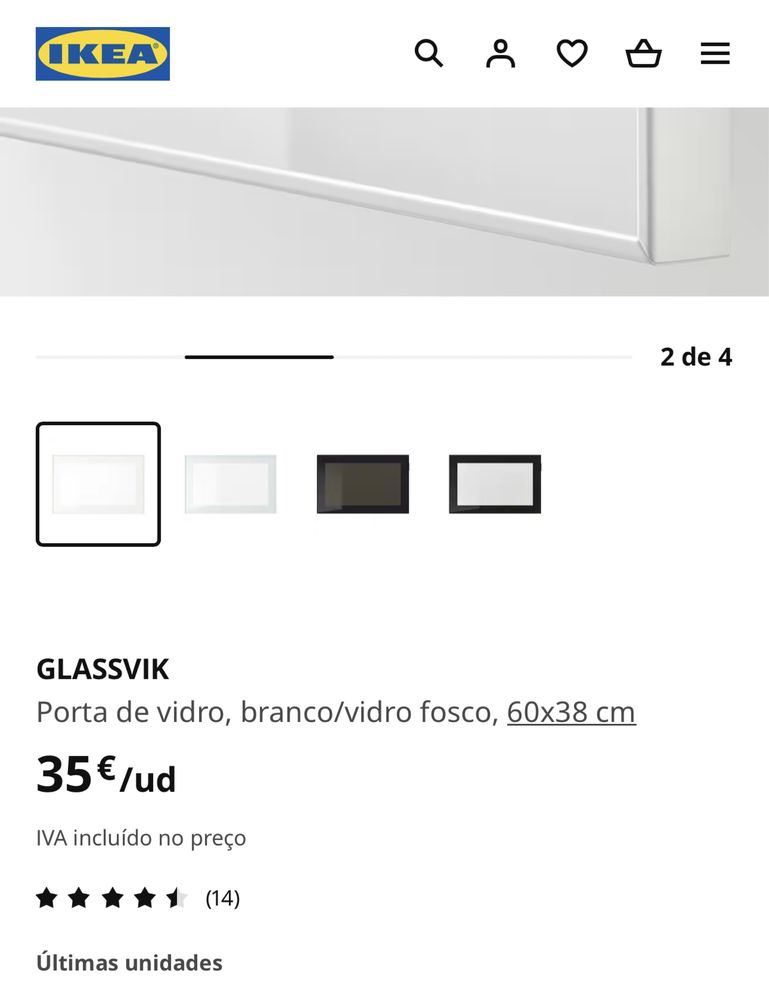 Frentes de porta / gaveta 60x38 GLASSVIK (para móvel BESTA) IKEA