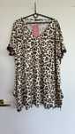 Bluzka, tunika plus size, asymetryczna, dekolt, 50/52/54/56 panterka