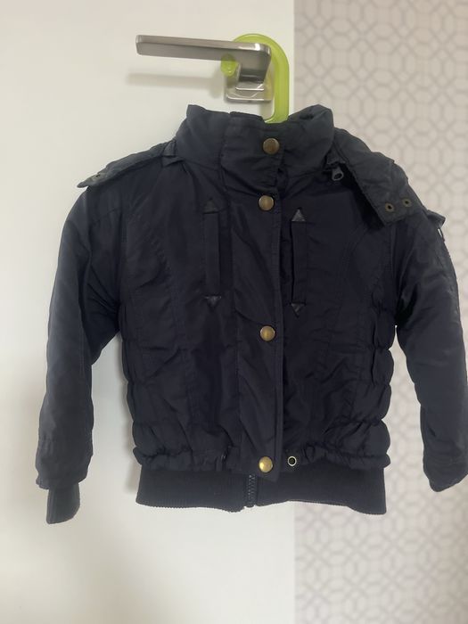 Kurtka r. 92 ocieplana z kapturem przejściowa wiosna jesień granatowa