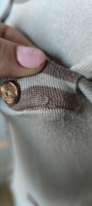 Beżowy kardigan złote guziki vintage w stylu Chanel S/M cardigan