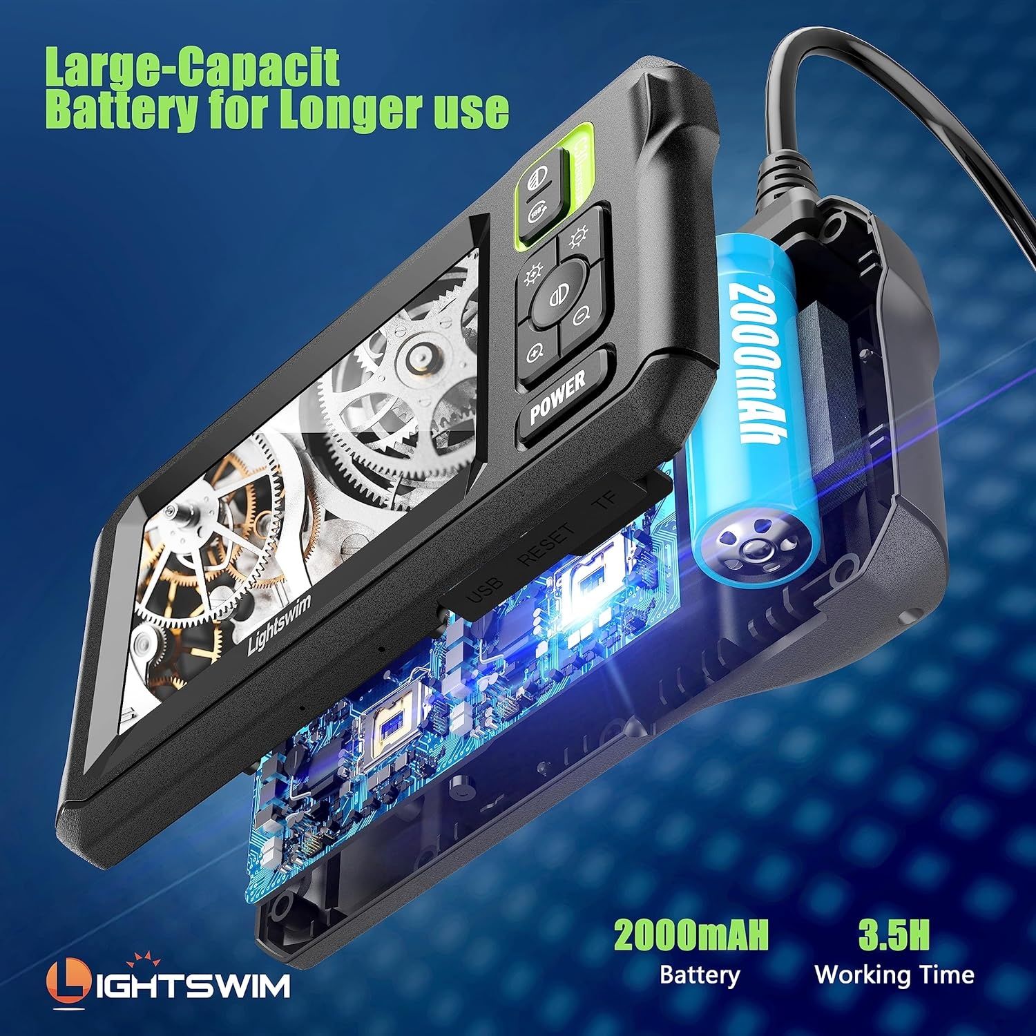 Endoskop kamera inspekcyjna lightswim 4.3" typu snake 8 diod led