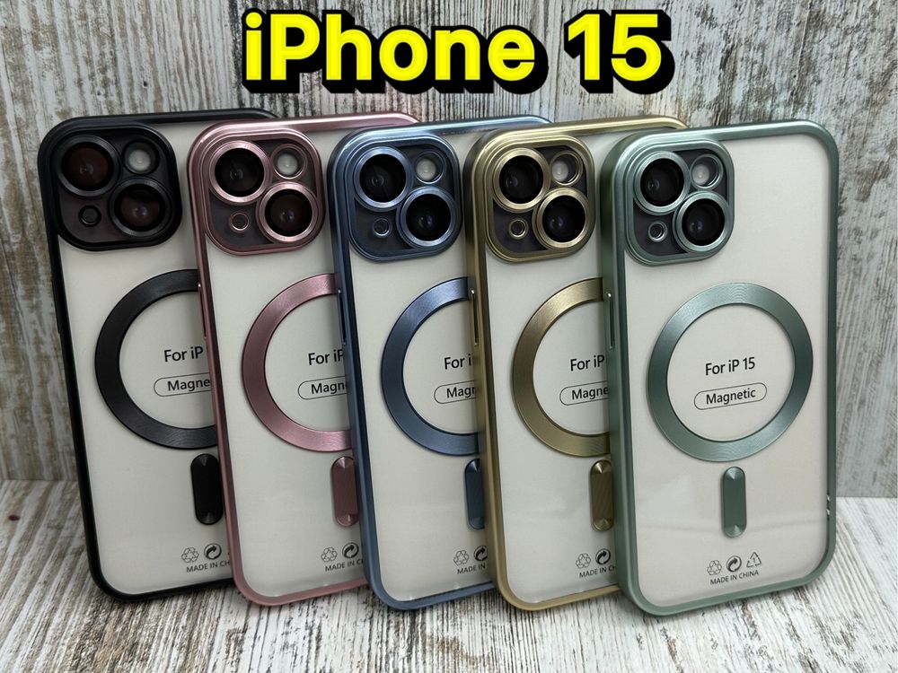 Чехол прозрачный Titanium Chrome MagSafe на iPhone 15