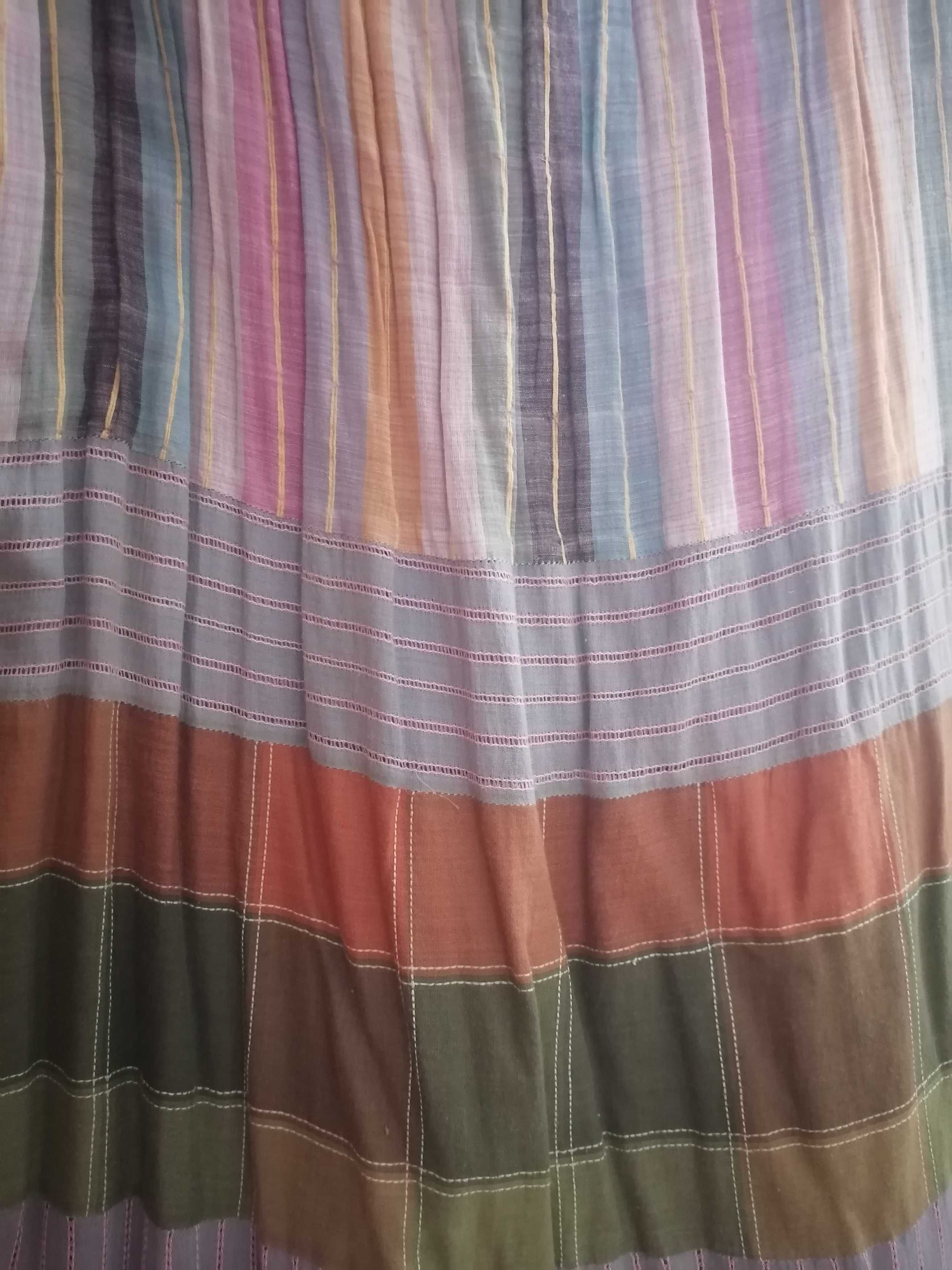 Saia comprida lilás e várias cores, algodão tam M 96 cm, H. H. G.