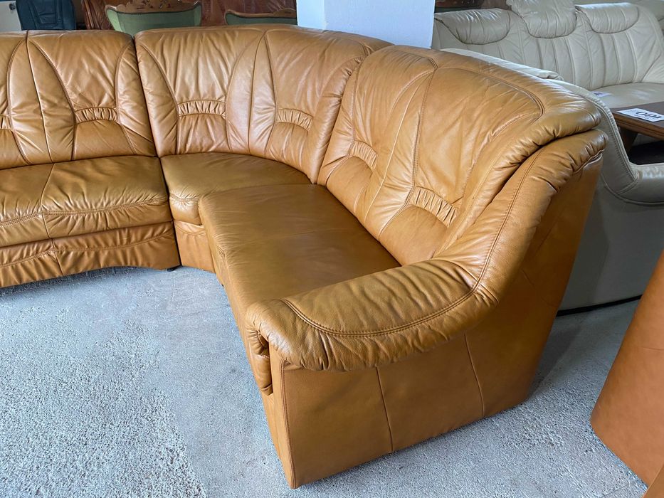 Шкіряний кутовий розкладний диван з натуральноі шкіри