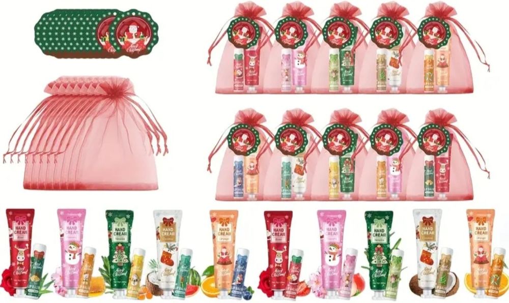 Подарочный набор, крем для рук, бальзам для губ, новогодний, подарок