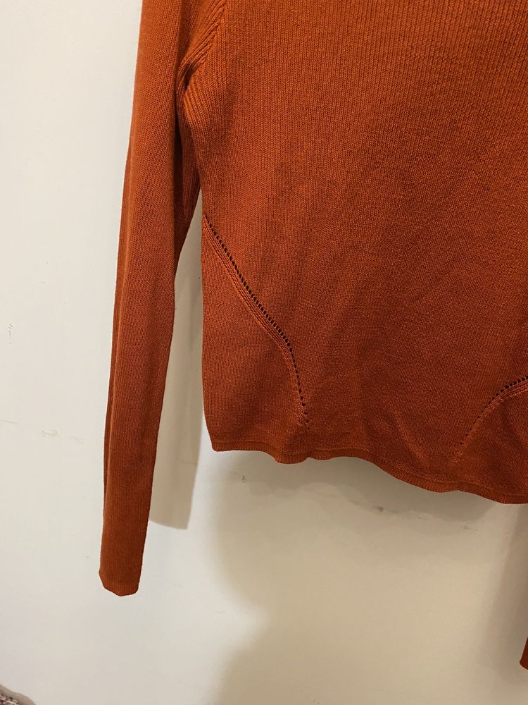 Bluzka koszulka t-shirt sweterek pomarańczowy rudy S/M ciepły wygodny