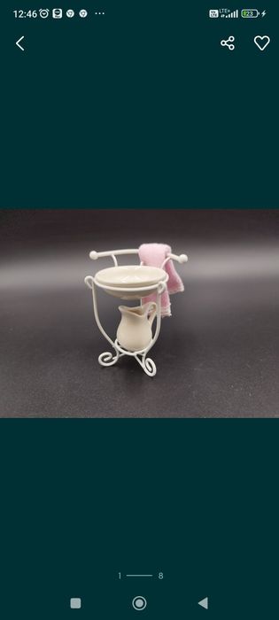 Mini mebelki Umywalka mała z misą i dzbankiem skala 1:12 mebelki nowe
