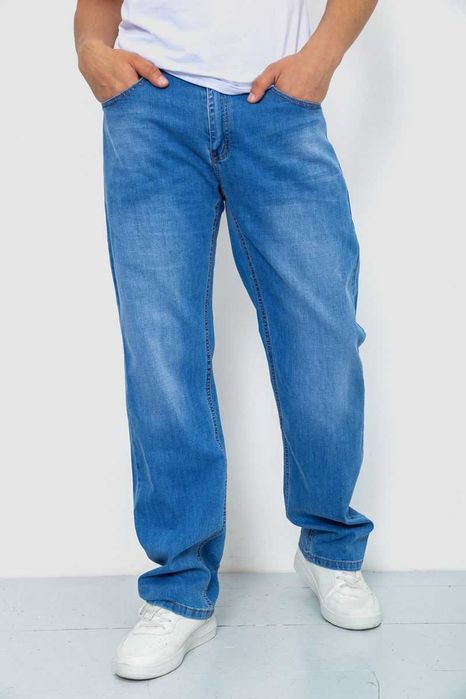 Джинси чоловічі з потертостями, колір блакитний