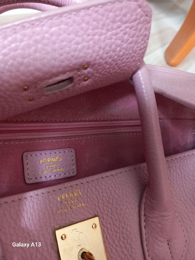 Hermes birkin duża torba skóra różowa
