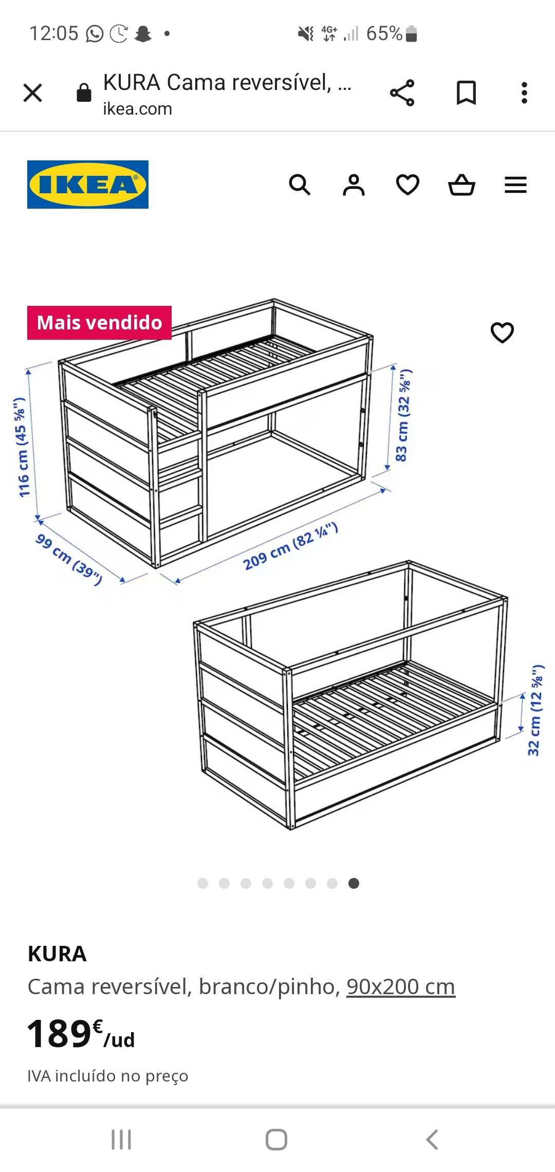 Cama beliche reversivel ikea