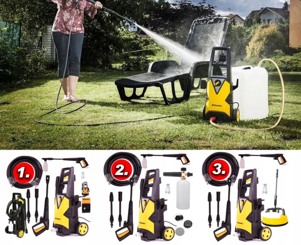 RIWALL Samossąca Myjka Ciśnieniowa 230 Bar 1500 W Mocna Zestaw Karcher