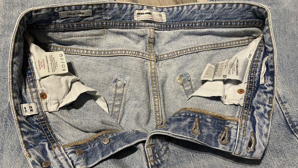 Spodnie Jack&Jones 29/32  LOOSE/ CHRIS męskie jeansy błękitne bawełna