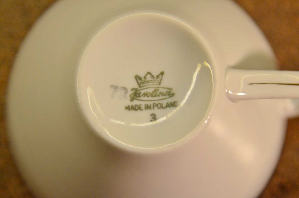 Filiżanki ze spodkami, fabryka Karolina, PRL