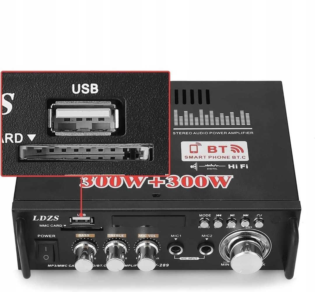 Miniaturowy wzmacniacz Bluetooth 5.0 Stereo z wejściem SD/USB