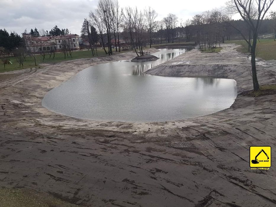 Kopanie i odmulanie stawów, wynajem koparki long reach MAZOWIECKIE