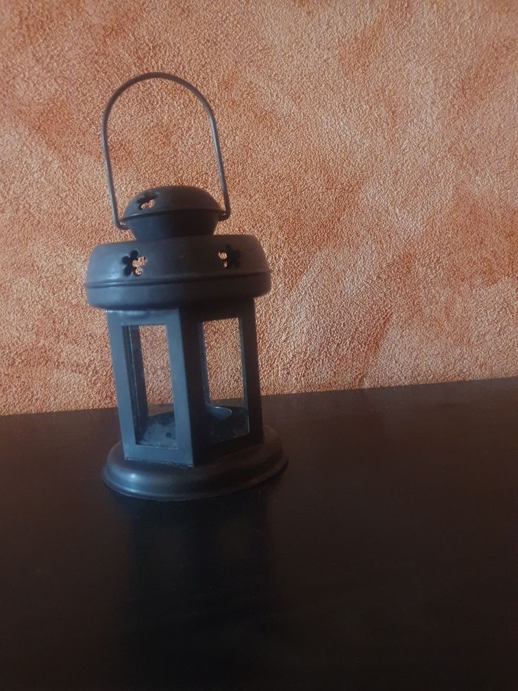 Lampion szklanometalowy 26 cm. wys.