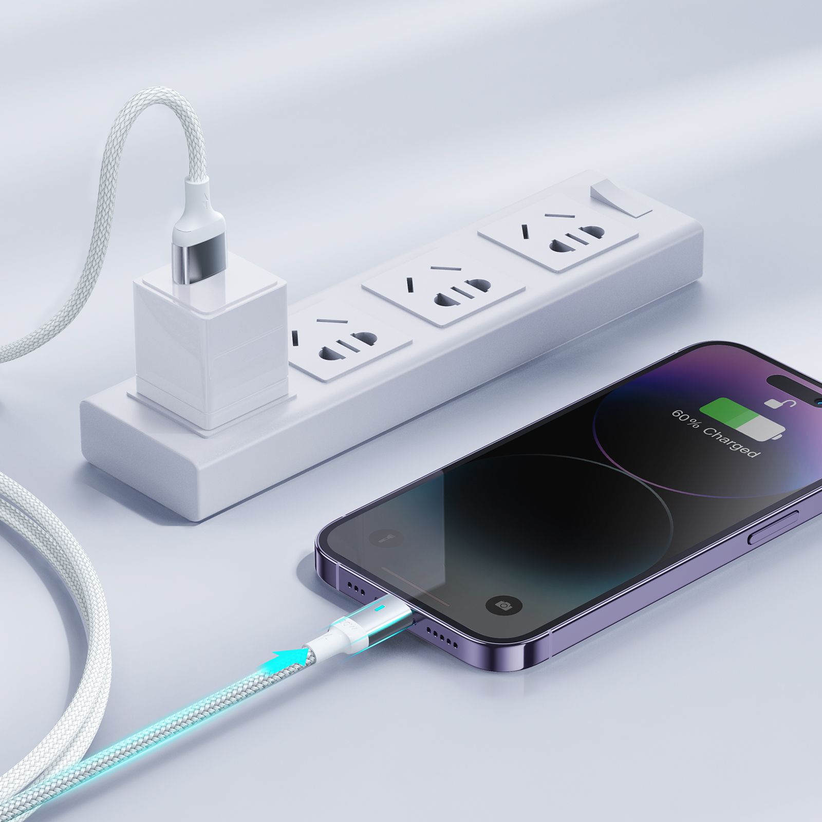 kabel przewód do iphone a10 series usb - lightning 2.4a 1.2m biały