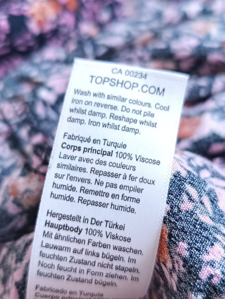 Sukienka maxi liliowa w kwiaty wiskoza zapinana na plecach rozmiar 42