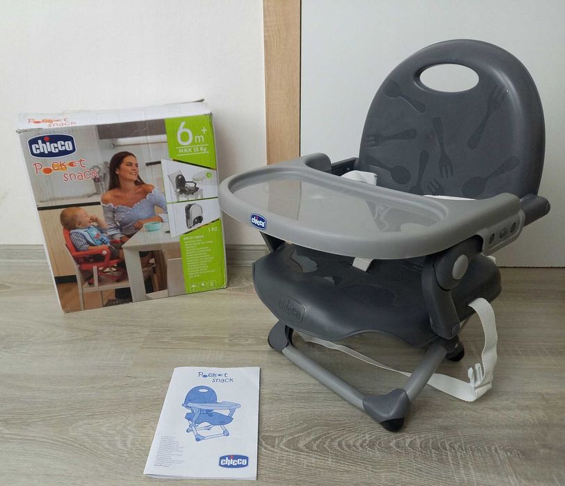 NOWE Krzesełko do karmienia Chicco Pocket Snack Grey szary podróżne