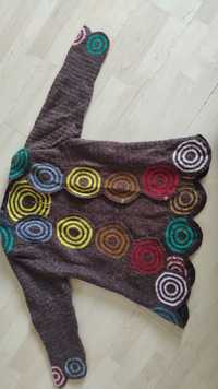 Sweter handmade wełna prawdziwa boho hippie