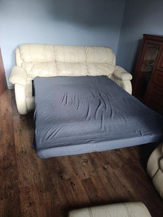 Шкіряний розкладний диван