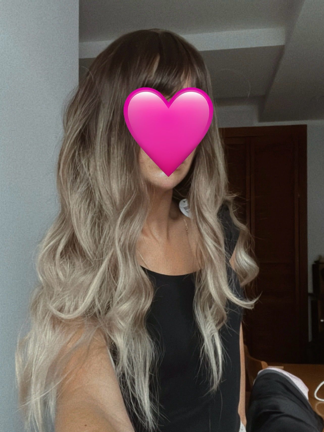 Peruka włosy długie grzywka chłodne blond ombre brąz nowa popielate