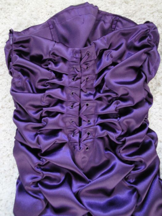 Vestido Roxo Acetinado com Echarpe Própria Cerimónia/Festa S