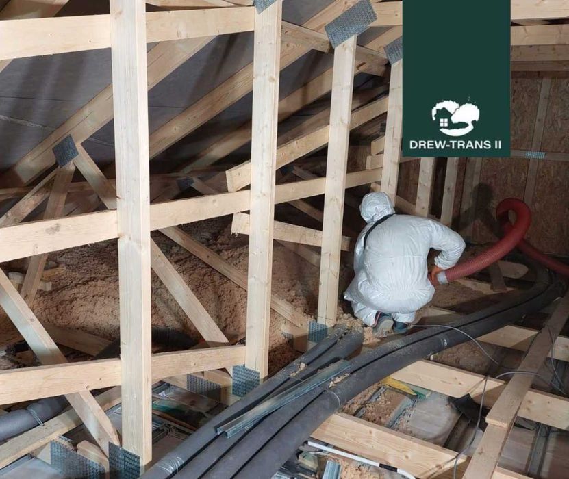 Izolacja wdmuchiwana, nadmuch celulozy / włókien drzewnych Docieplenia