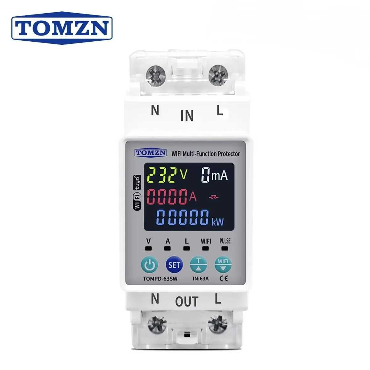 Розумне Wifi реле напруги Tomzn TOMPD-63SW 2P 63A Tuya