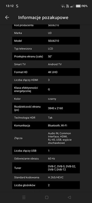 Zamienię TV UD 50" na 3 grzejniki (najlepiej aluminiowe 100cm szerokoś