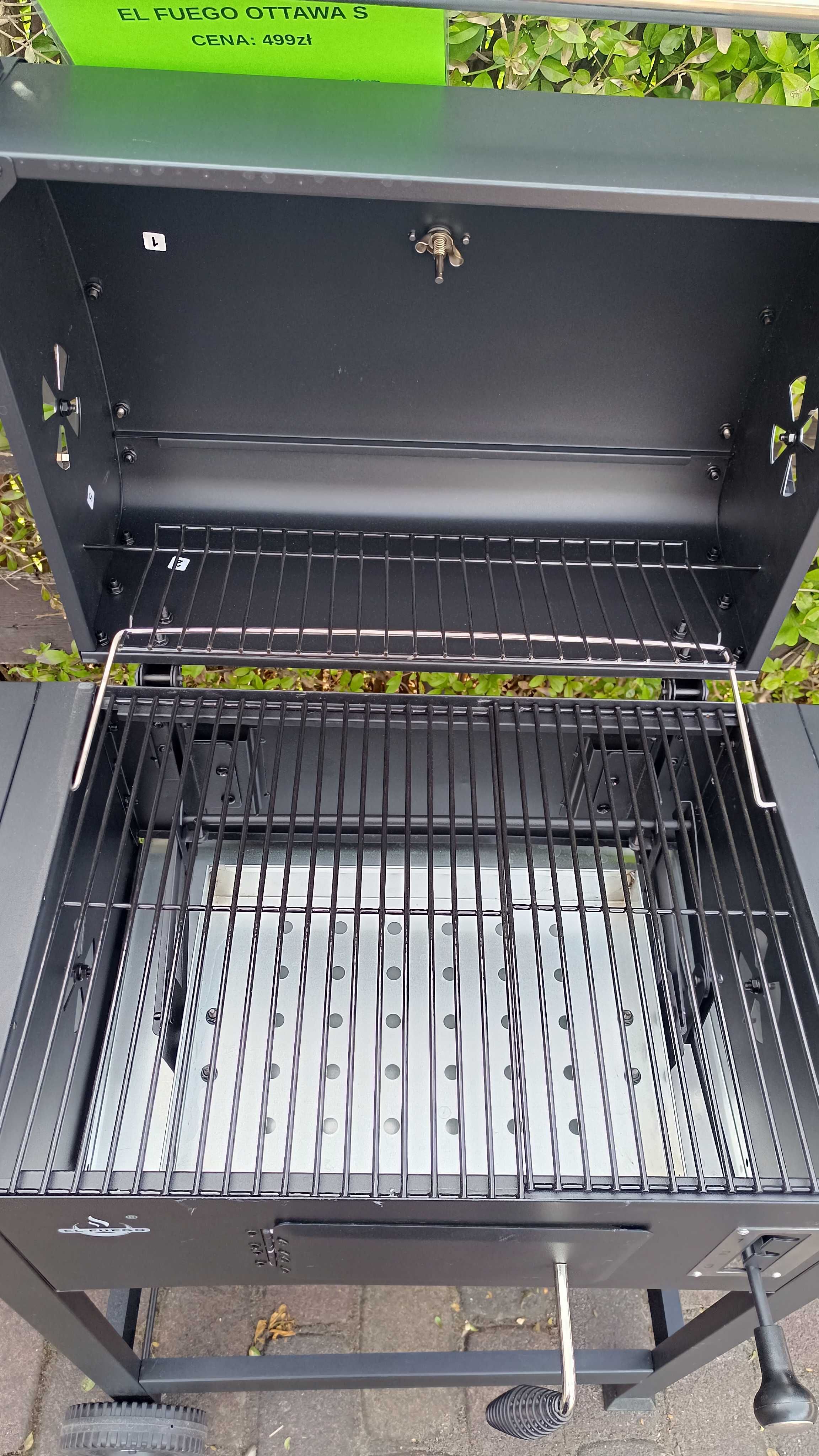 GRILL WĘGLOWY EL FUEGO OTTAWA S 2 boczne półki regulacja paleniska !
