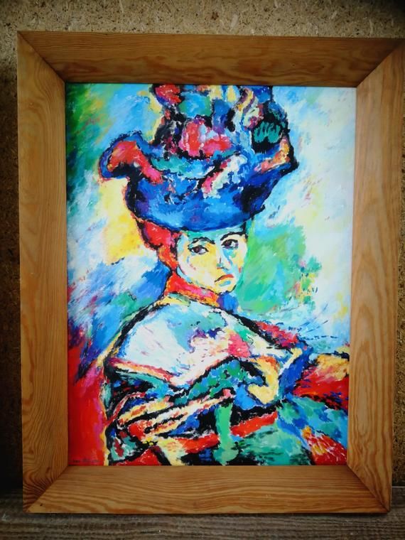 Obraz olejny Kopia Kobiety w kapeluszu Matisse w drewnianej ramie