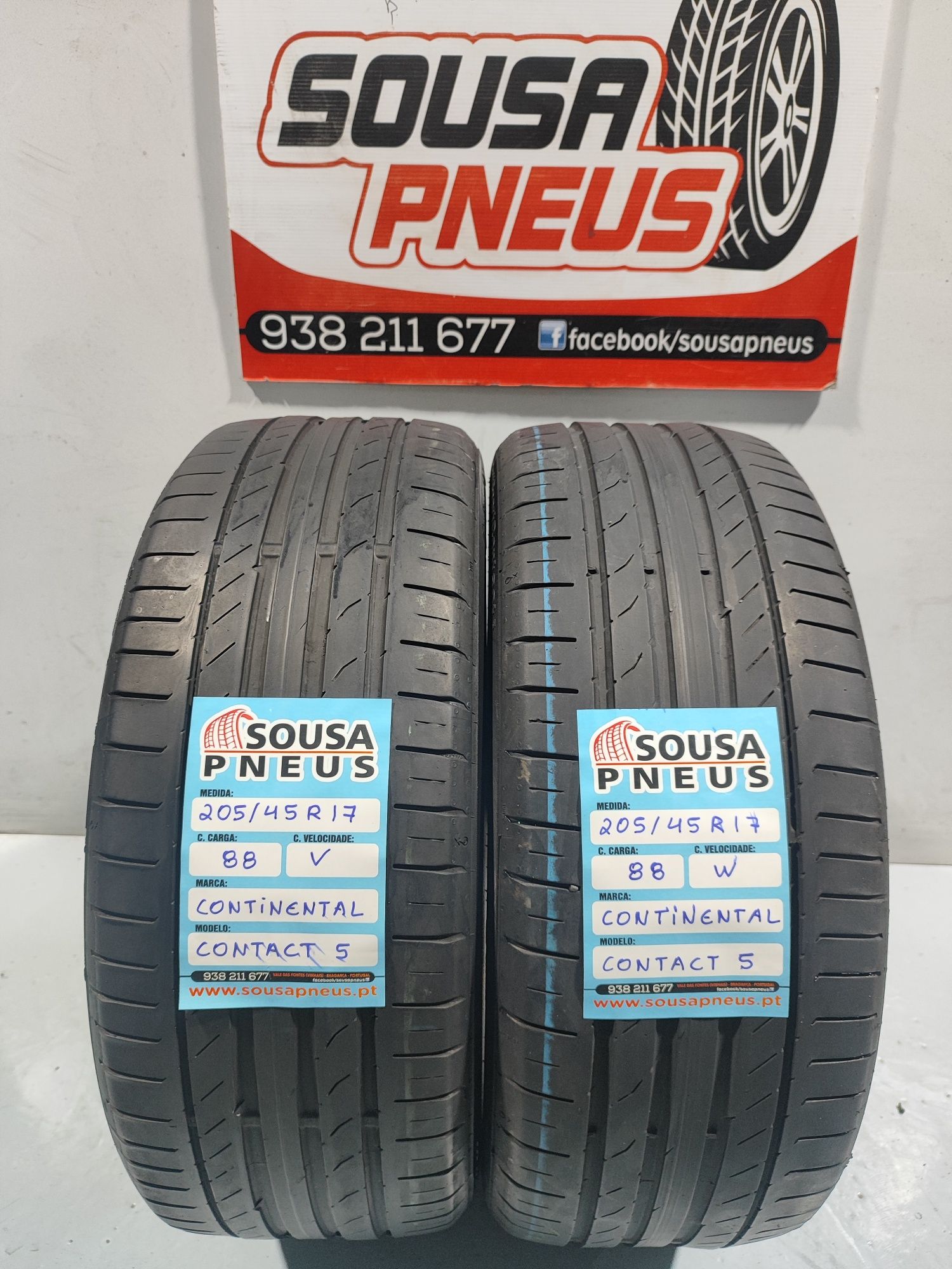 2 pneus semi novos 205-45R17 Continental - Oferta dos portes