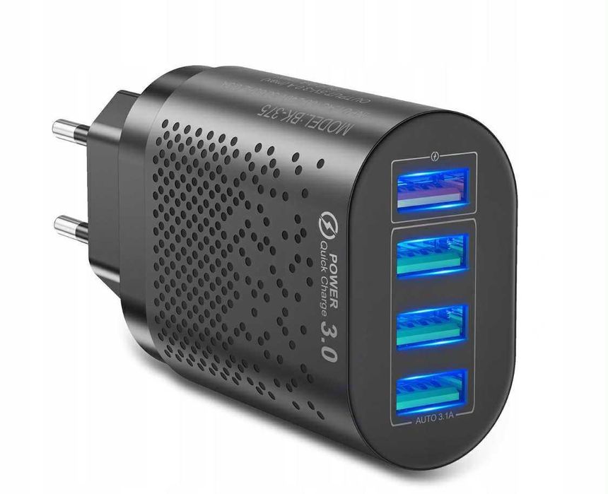 Zestaw ładowarka 4x USB i kabel 3w1 szybkie ładowanie 3 0 uniwersalna