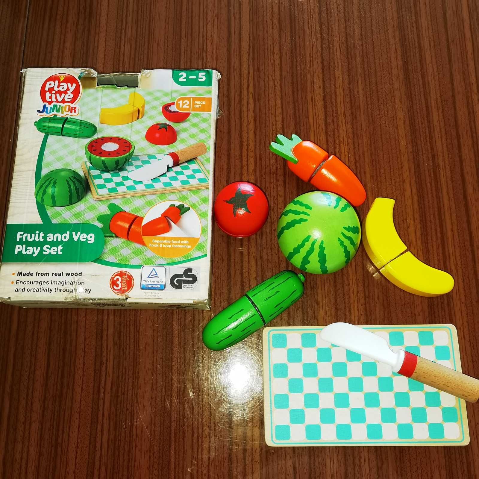 Zestaw zabawek: puzzle Disney,domino  Pucio, owoce warzywa na rzepy.