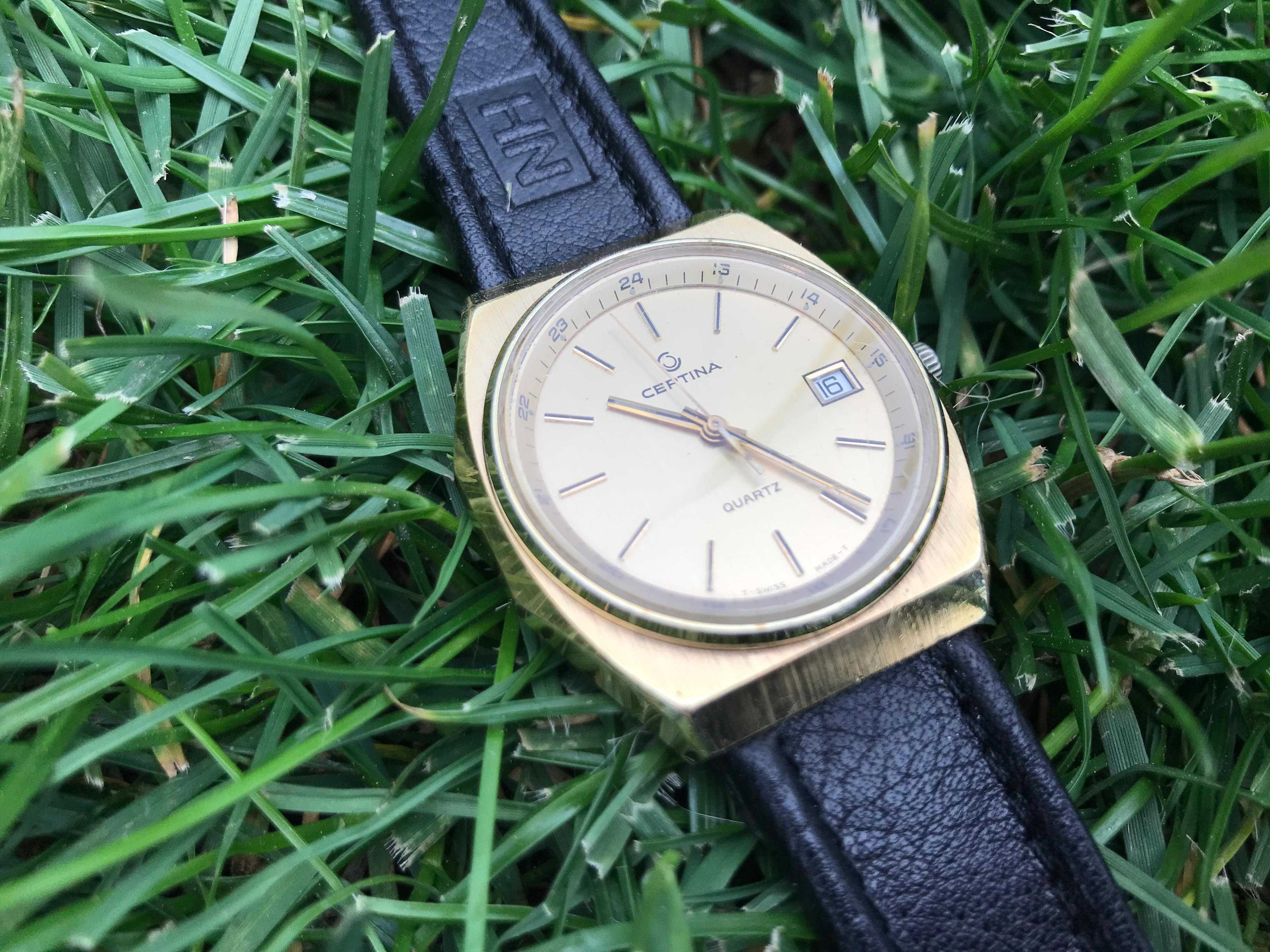швейцарские мужские часы Certina редкие, позолота, оригинал.