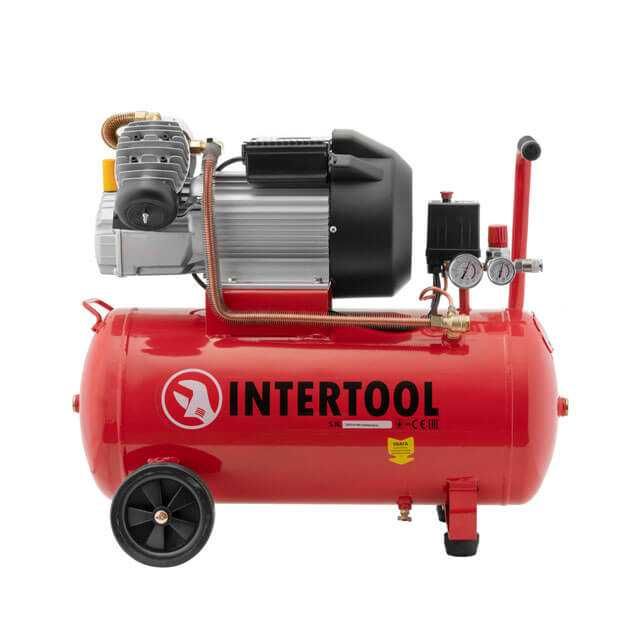 Компресор INTERTOOL PT-0007 50 л, компрессор воздушный 420 л/хв, 10 ат