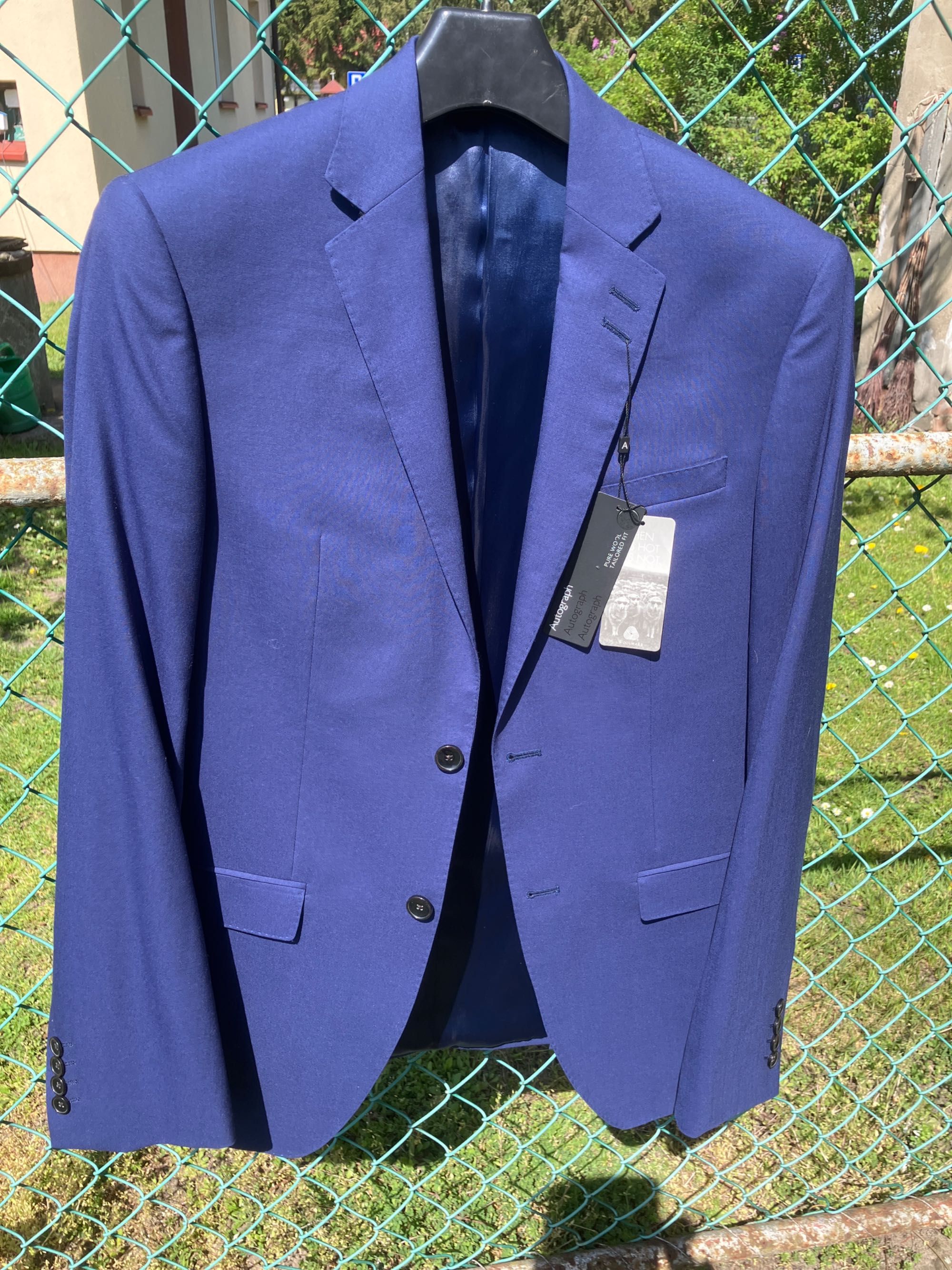Marynarka męska Eur 46 180/92A granatowa, 100% wool, tailored fit, M&S