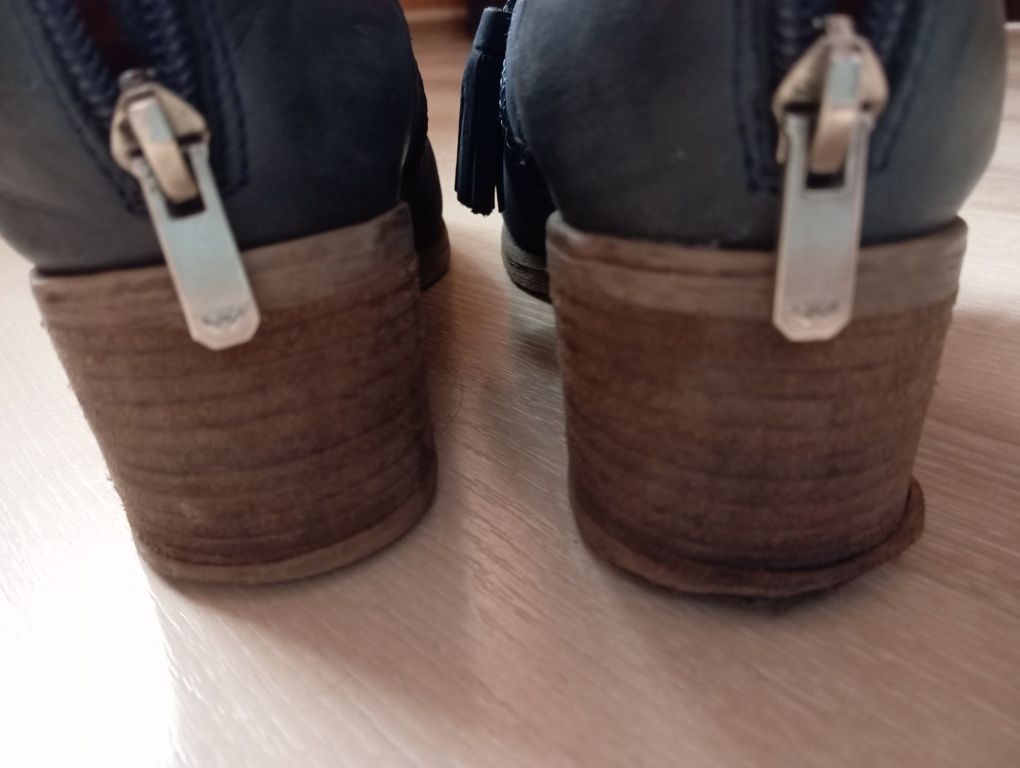 Botki niebieskie 38 skóra
