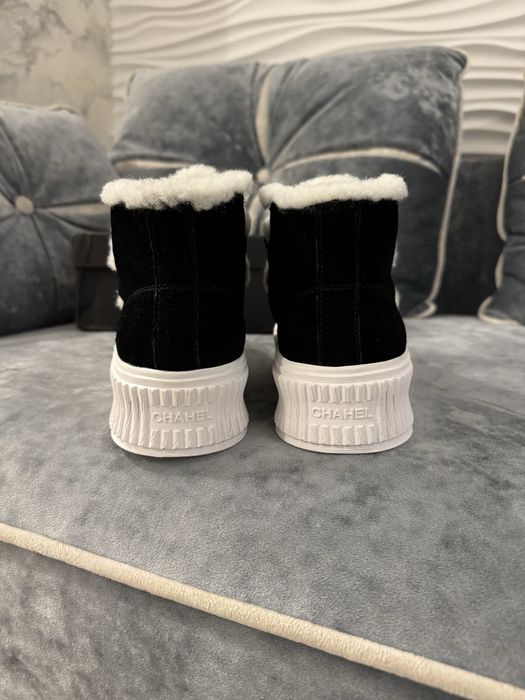 Черные высокие зимние кеды кроссовки Chanel