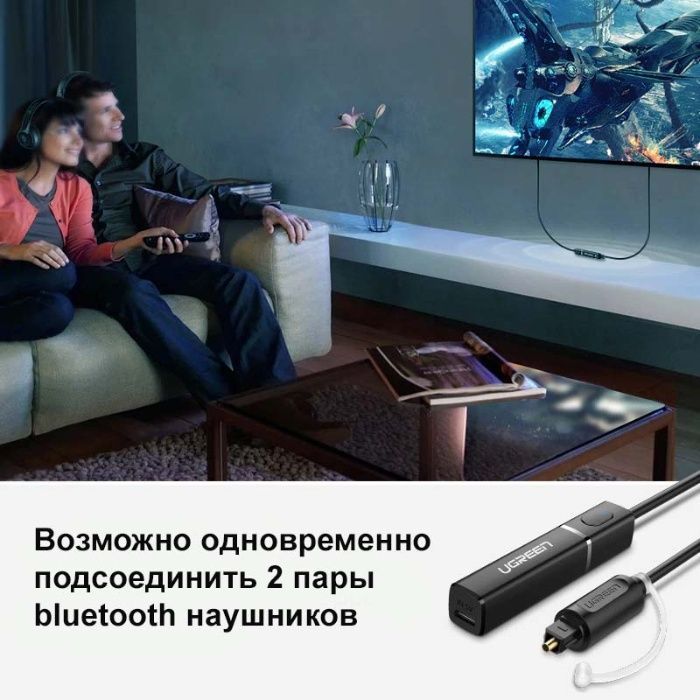 Bluetooth Адаптер 5.0 Передатчик Toslink SPDIF aptX HiFi Ugreen Блютуз