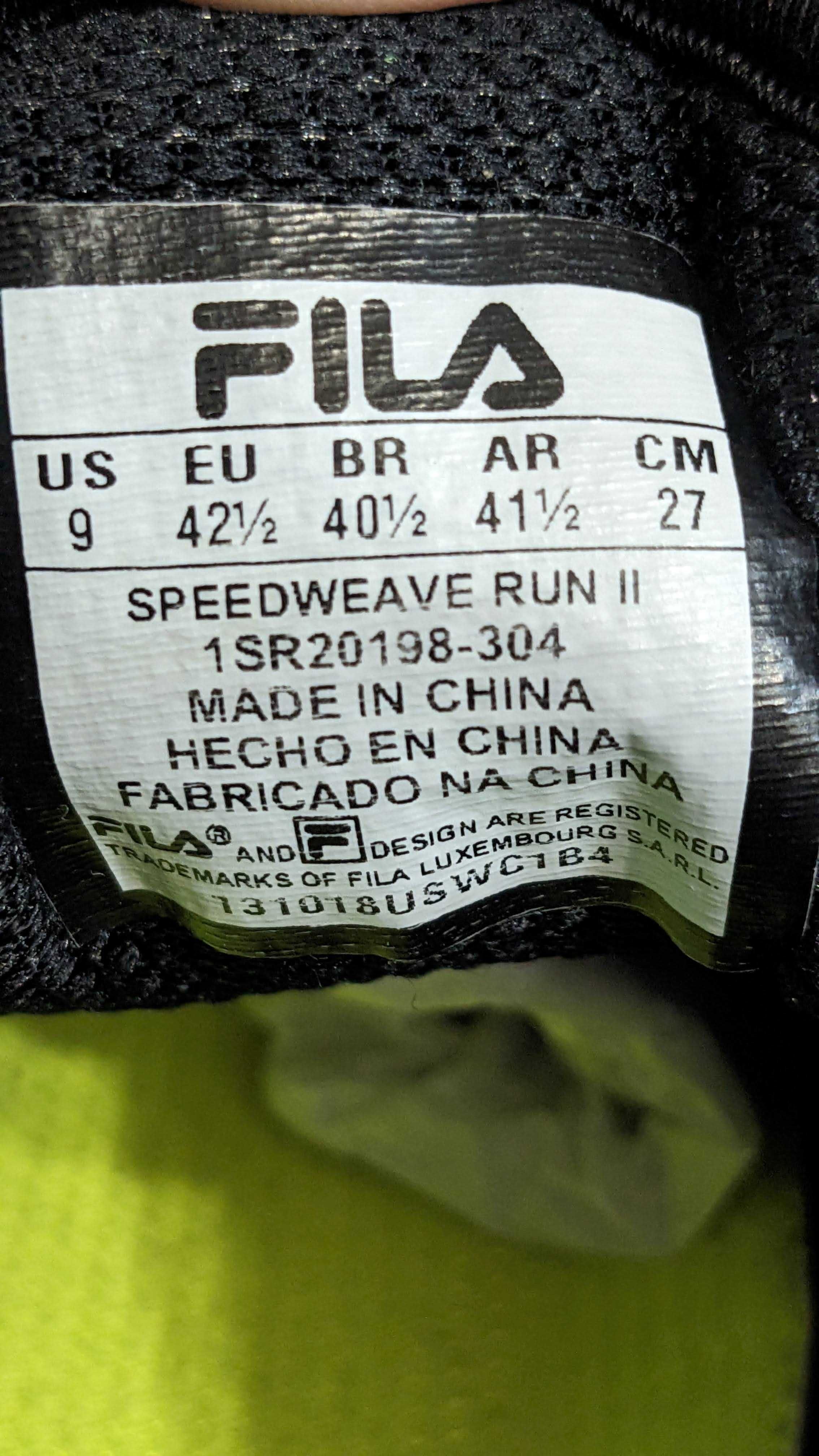 Fila speedweave run оригинал 42,5р. 27см кроссовки для бега
