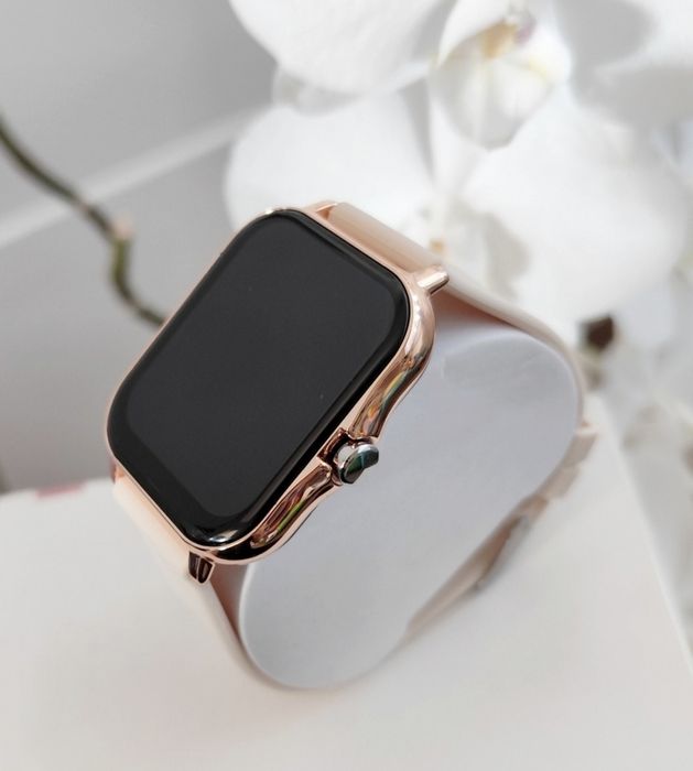 Złoty Damski Smartwatch Zegarek Polskie Menu Nowy