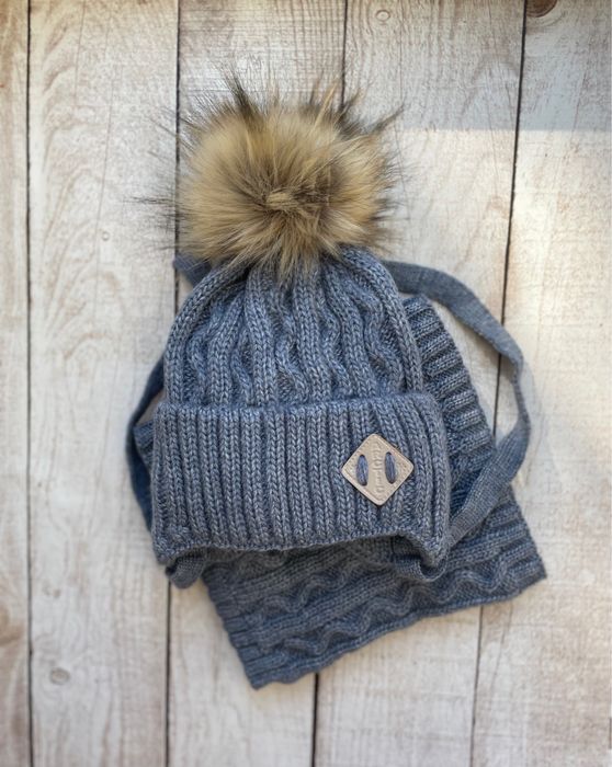 Зимова шапка на флісі із завʼязками від 2 років 48 50 52 54 56 зимняя