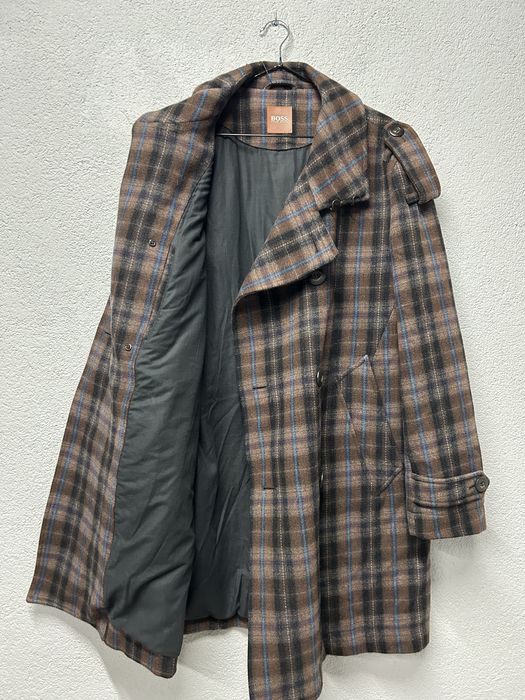 Пальто Hugo Boss 50 L чоловіче в клітинку