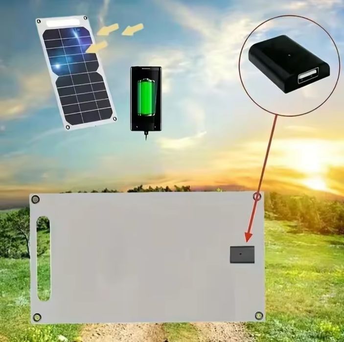 Сонячна панель PowerBank Solar Солнечная батарея USB портативная