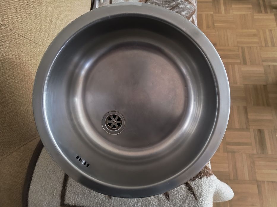 Zlewozmywak jednokomorowy, stal,okrągły,wpuszczany