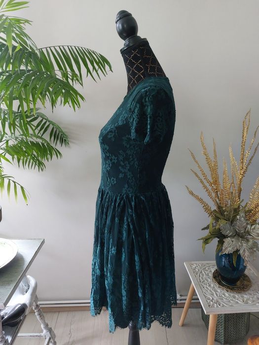 Butelkowa zieleń, sukienka koronka, na wesele,na imprezę, Mohito, r.36